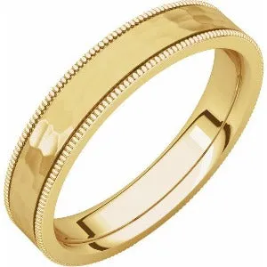 Flat Milgrain Band with Satin & Hammer Finish 51533 - 2 mm - 6 mm