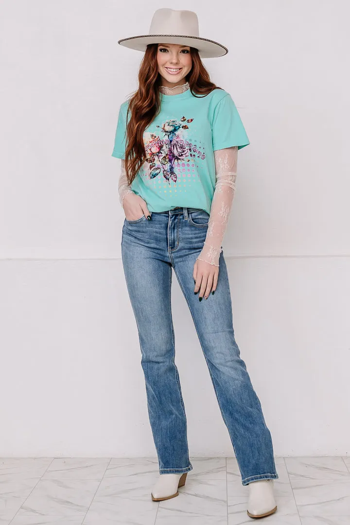 Flower Pastel Dotted Graphic Tee
