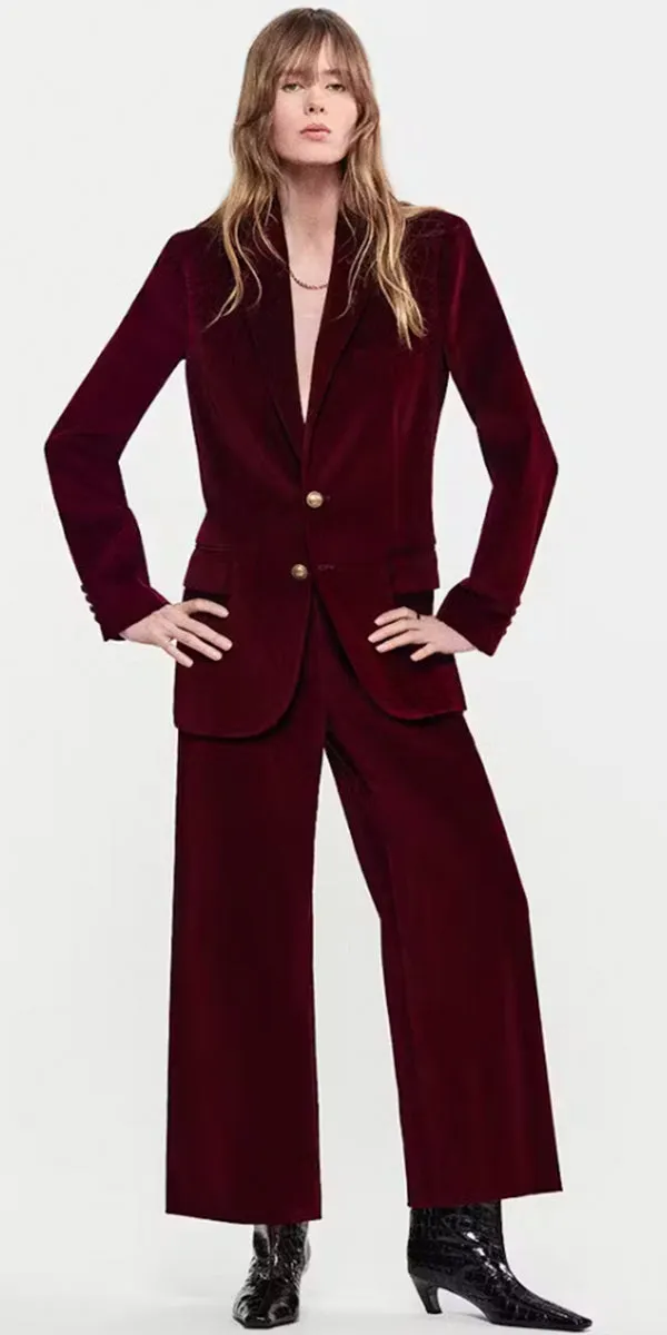 FRAME Cropped Velvet Wide Leg Pant