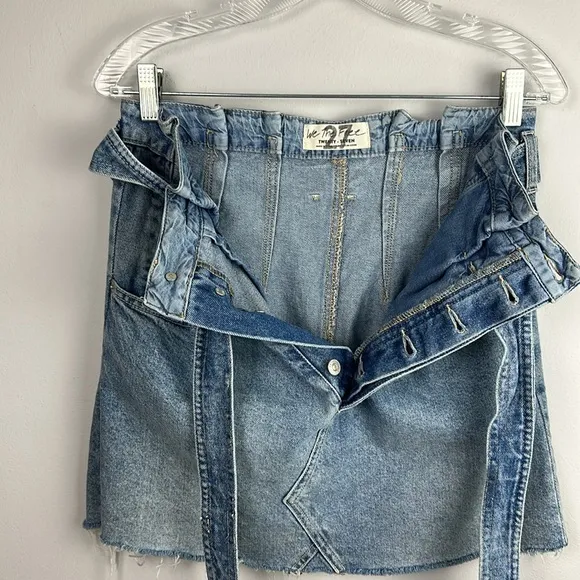 Free People We the Free East of Eden Denim Mini Skirt Size 27 High Rise Cotton