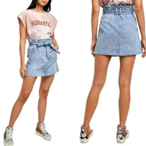 Free People We the Free East of Eden Denim Mini Skirt Size 27 High Rise Cotton