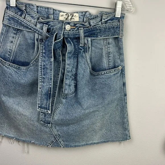 Free People We the Free East of Eden Denim Mini Skirt Size 27 High Rise Cotton