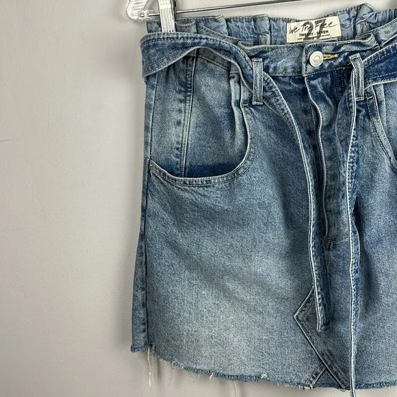 Free People We the Free East of Eden Denim Mini Skirt Size 27 High Rise Cotton