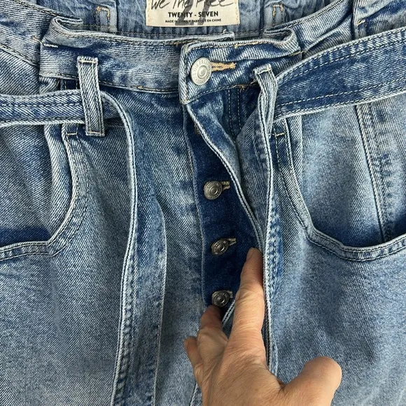 Free People We the Free East of Eden Denim Mini Skirt Size 27 High Rise Cotton