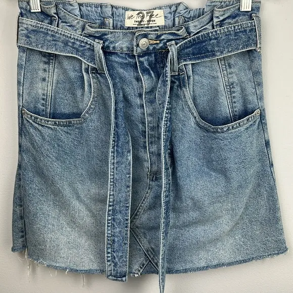 Free People We the Free East of Eden Denim Mini Skirt Size 27 High Rise Cotton