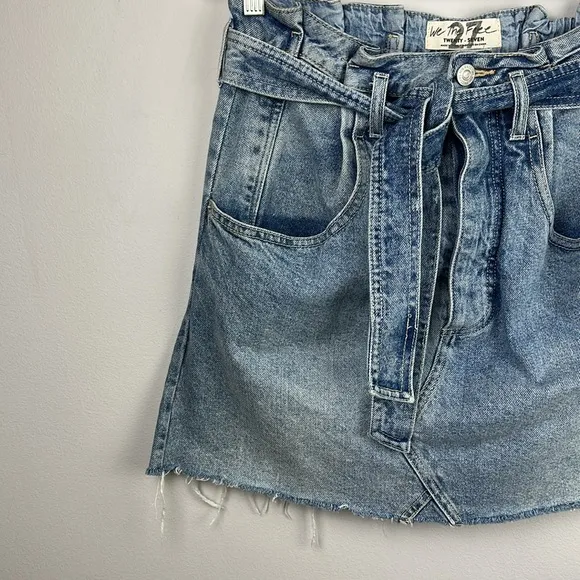 Free People We the Free East of Eden Denim Mini Skirt Size 27 High Rise Cotton