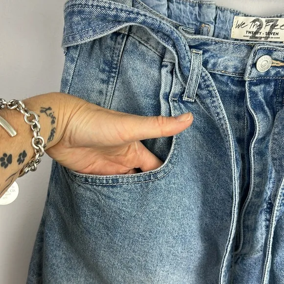 Free People We the Free East of Eden Denim Mini Skirt Size 27 High Rise Cotton