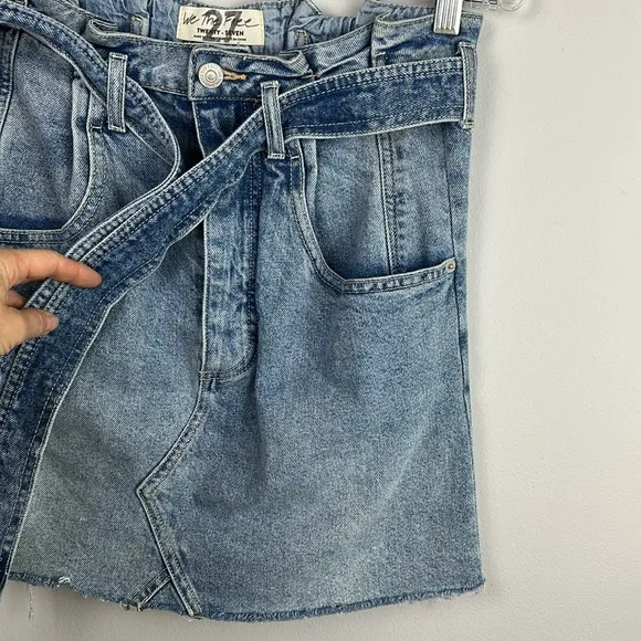 Free People We the Free East of Eden Denim Mini Skirt Size 27 High Rise Cotton