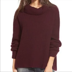 Free People Sidewinder Maroon Waffle Knit Turtleneck Sweater! ❤️