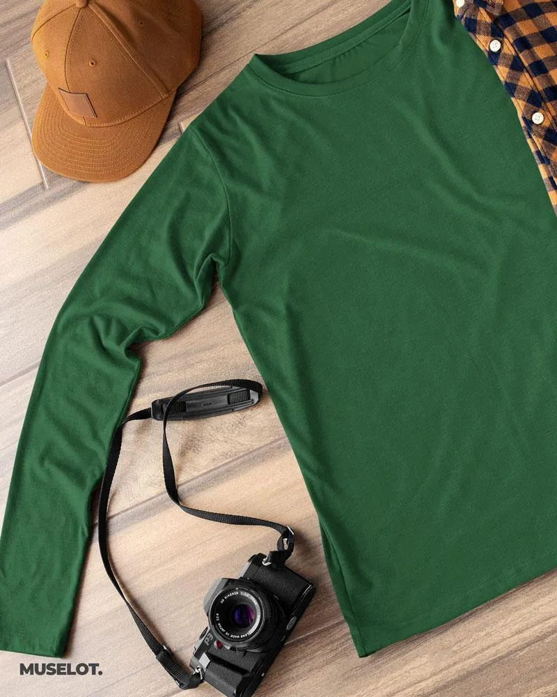 Full sleeves olive green t shirt
