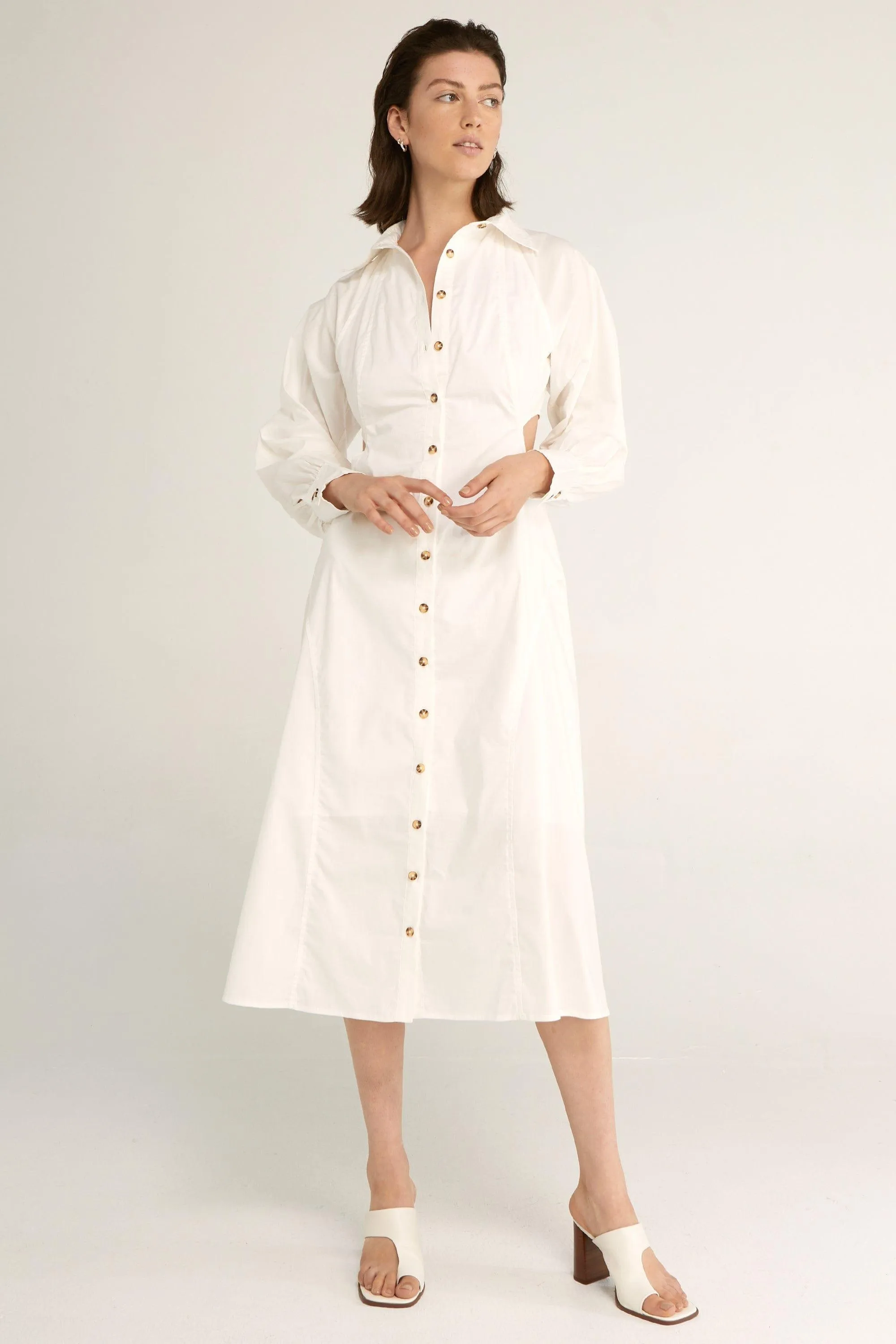GARDEN PARTY MAXI SHIRT DRESS | WHITE