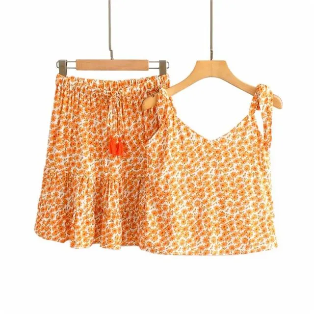 GEORGIA Bohemian Mini Skirt and Top Set