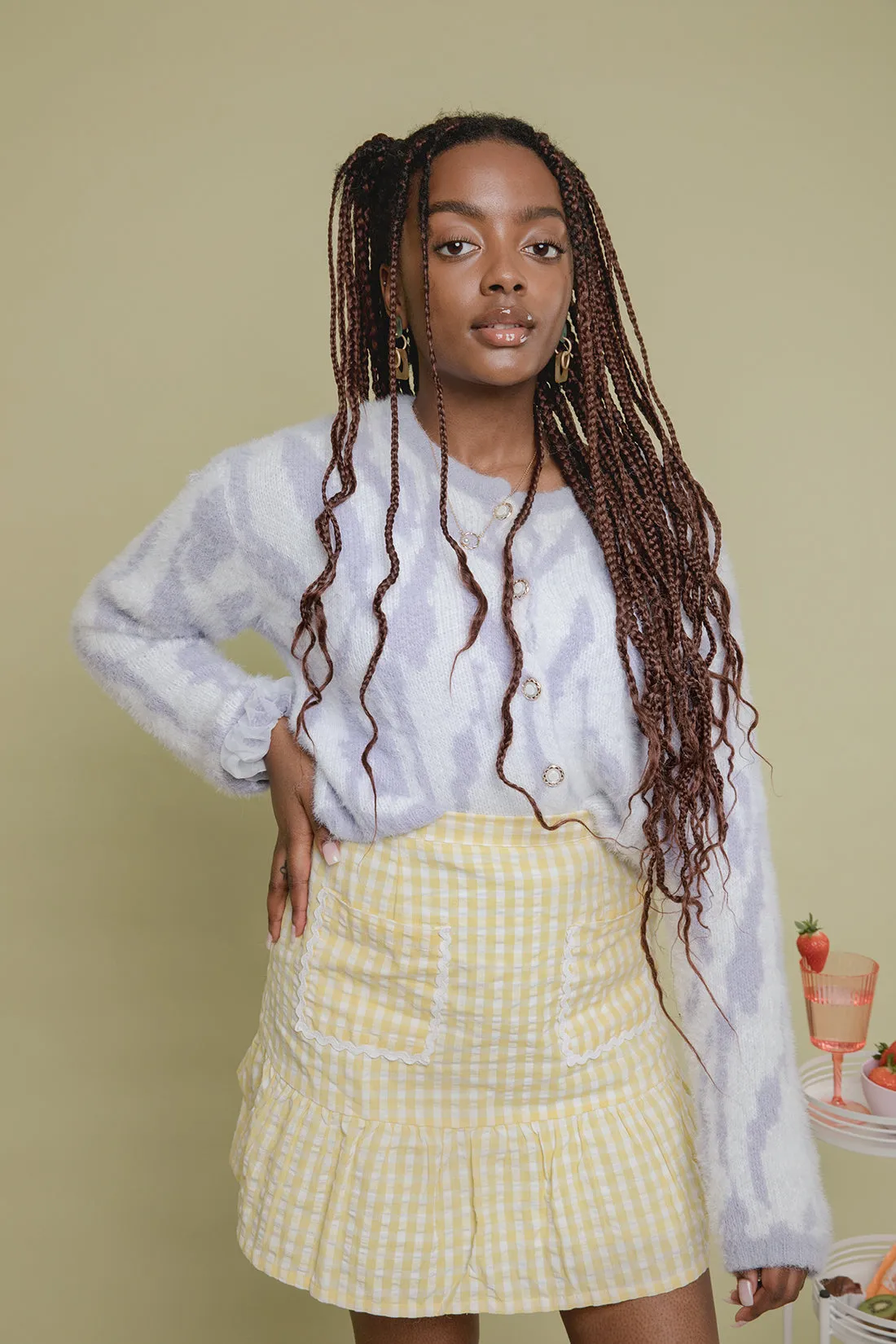 Gingham Frill Mini Skirt with Pocket Detail