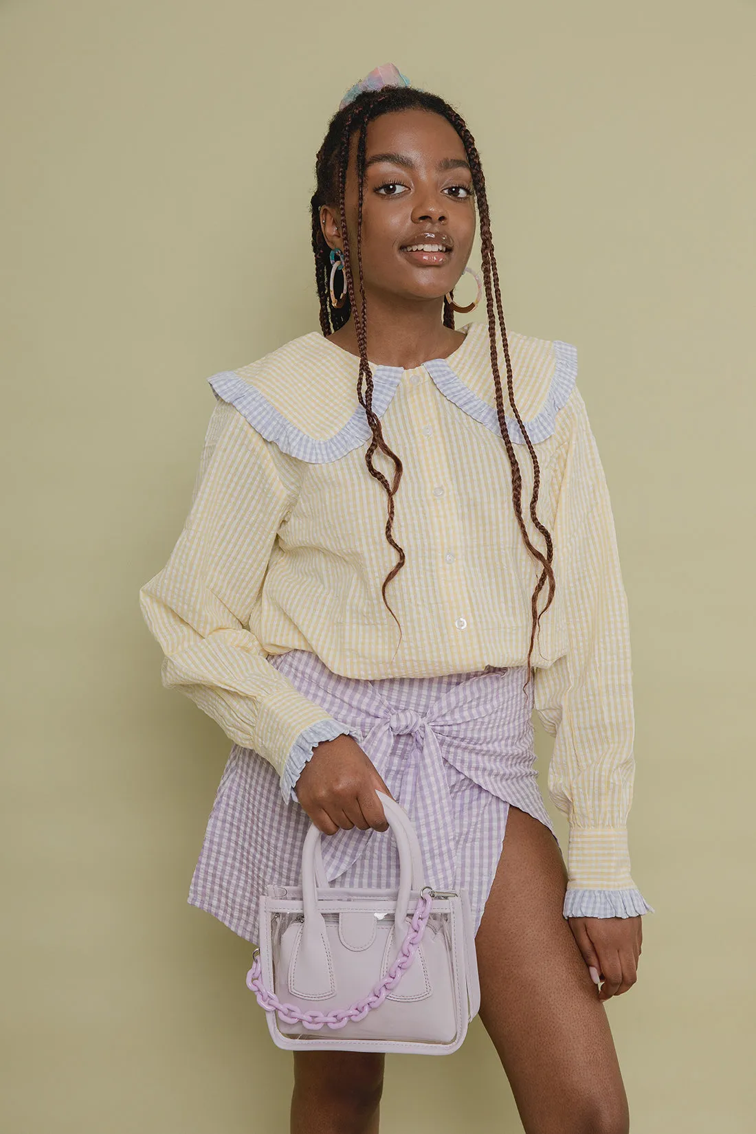 Gingham Mini Skirt with Knot Detail
