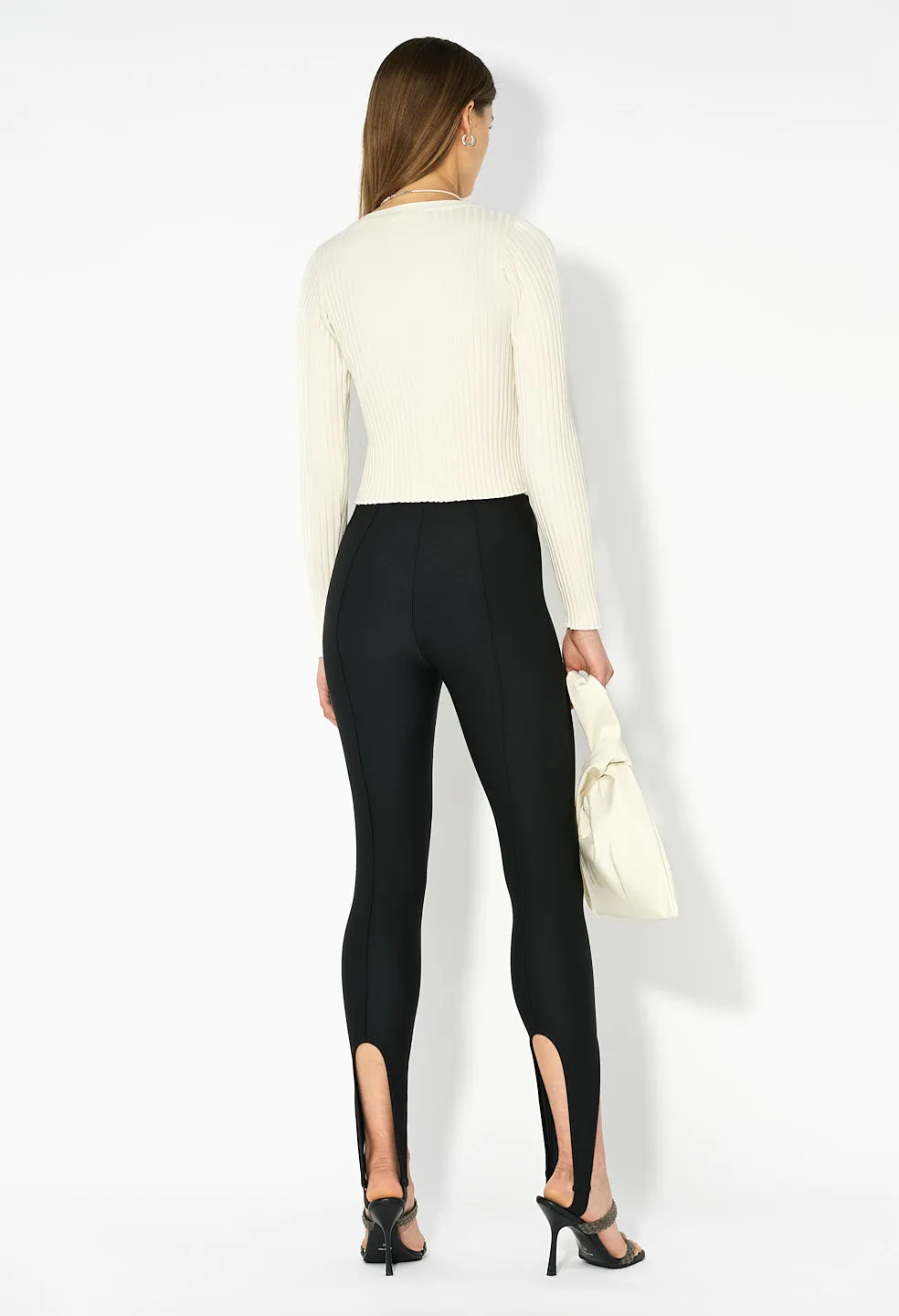 Ginza Rib Cropped Cardigan / Feather