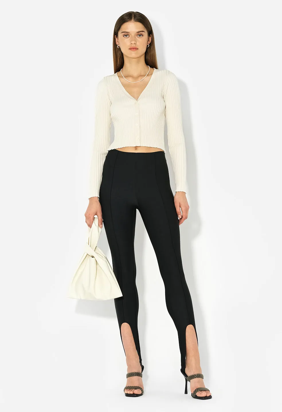 Ginza Rib Cropped Cardigan / Feather