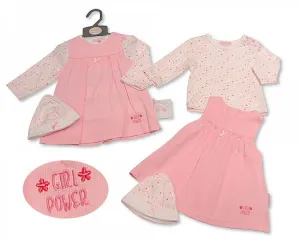 Girls Woven 2pc Dress Set with Hat - Girl Power (NB-3MNTHS) BIS-2020-2266