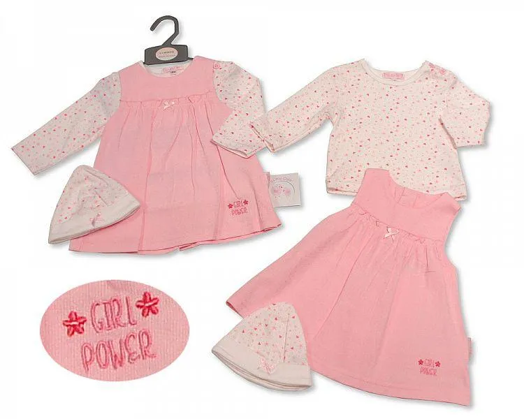Girls Woven 2pc Dress Set with Hat - Girl Power (NB-3MNTHS) BIS-2020-2266
