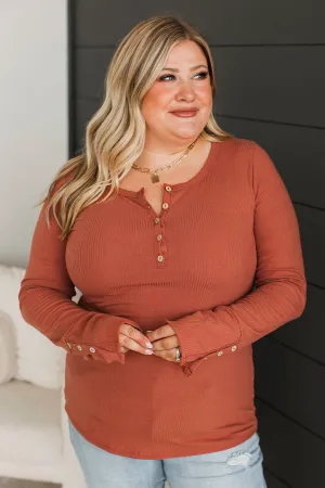Give Your Best Henley Top- Terracotta