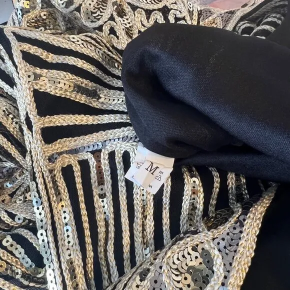 Gold Sequins Dress Black Gold Flapper Dress Size Medium