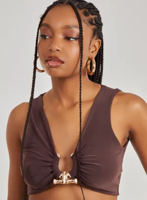 Gold Trim Slinky Sleeveless Top