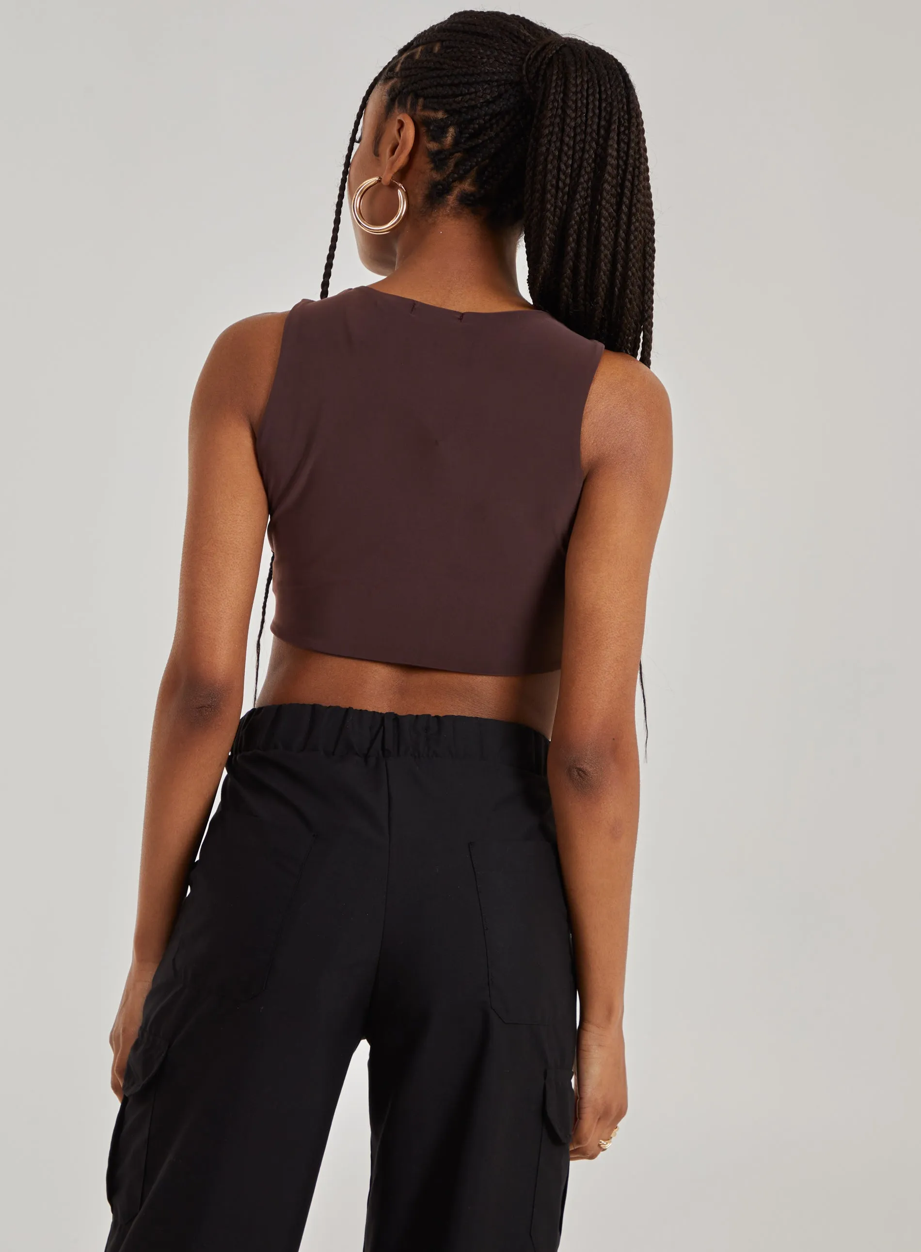 Gold Trim Slinky Sleeveless Top
