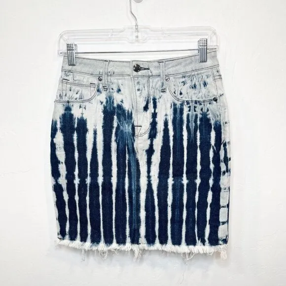Good American Shibori Tie Dye Mini Jean Skirt Size 2 Summer spring