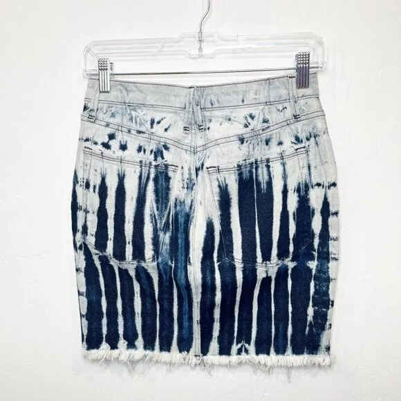 Good American Shibori Tie Dye Mini Jean Skirt Size 2 Summer spring
