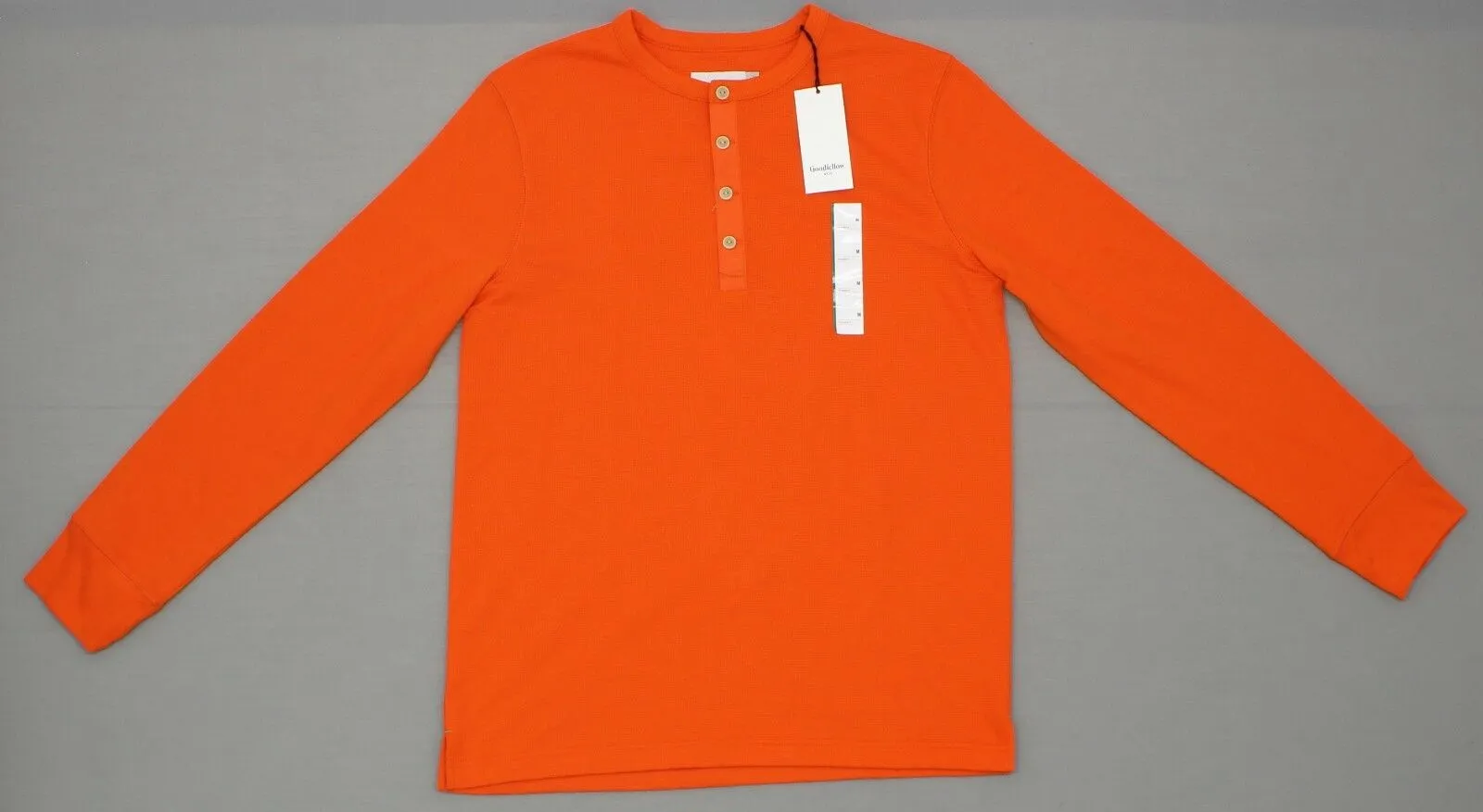 Goodfellow Men's Heavyweight Long-Sleeve Thermal Henley Shirt Small Orange