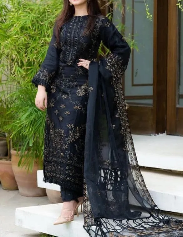 Grace W109 -Embroidered 3pc marina dress with embroidered chiffon dupatta