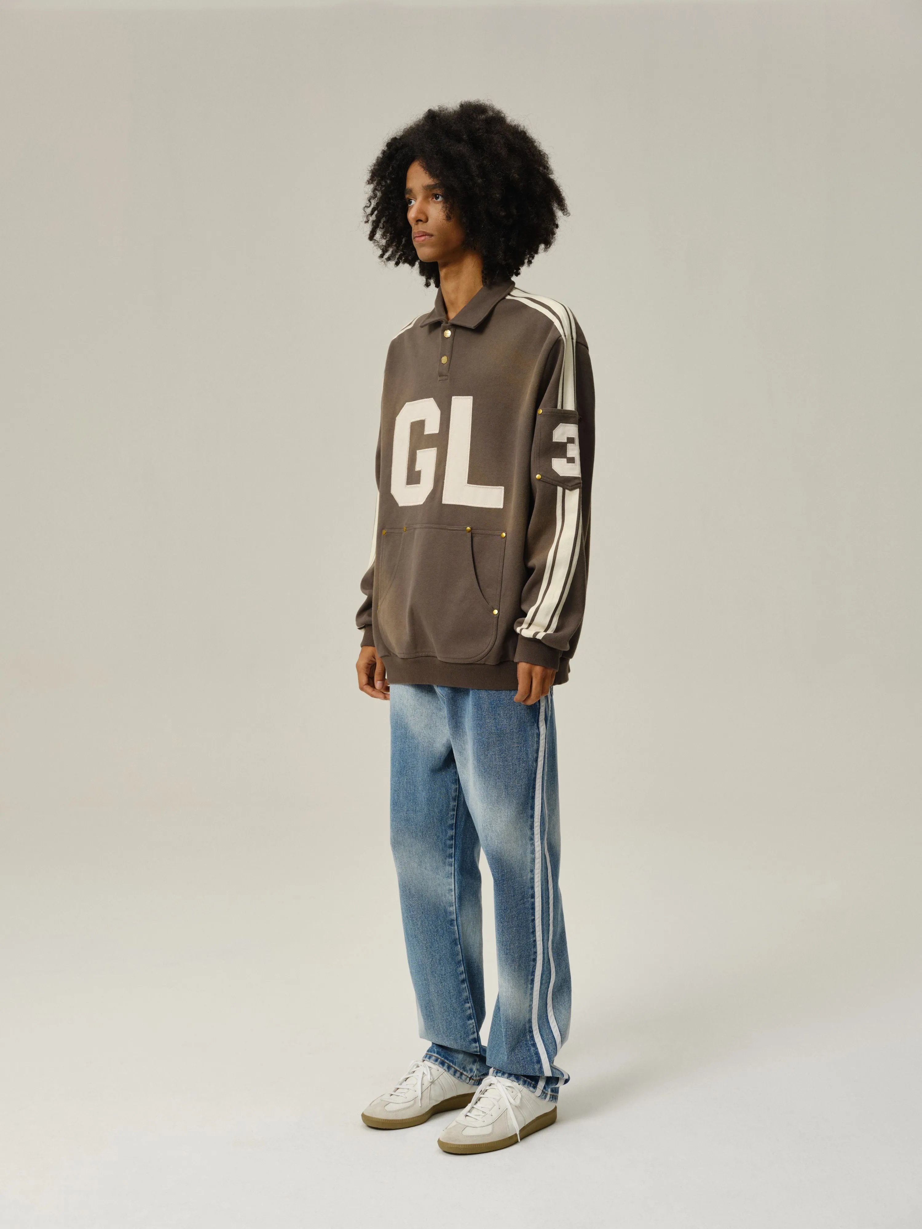 Gray Washed Polo Sweater