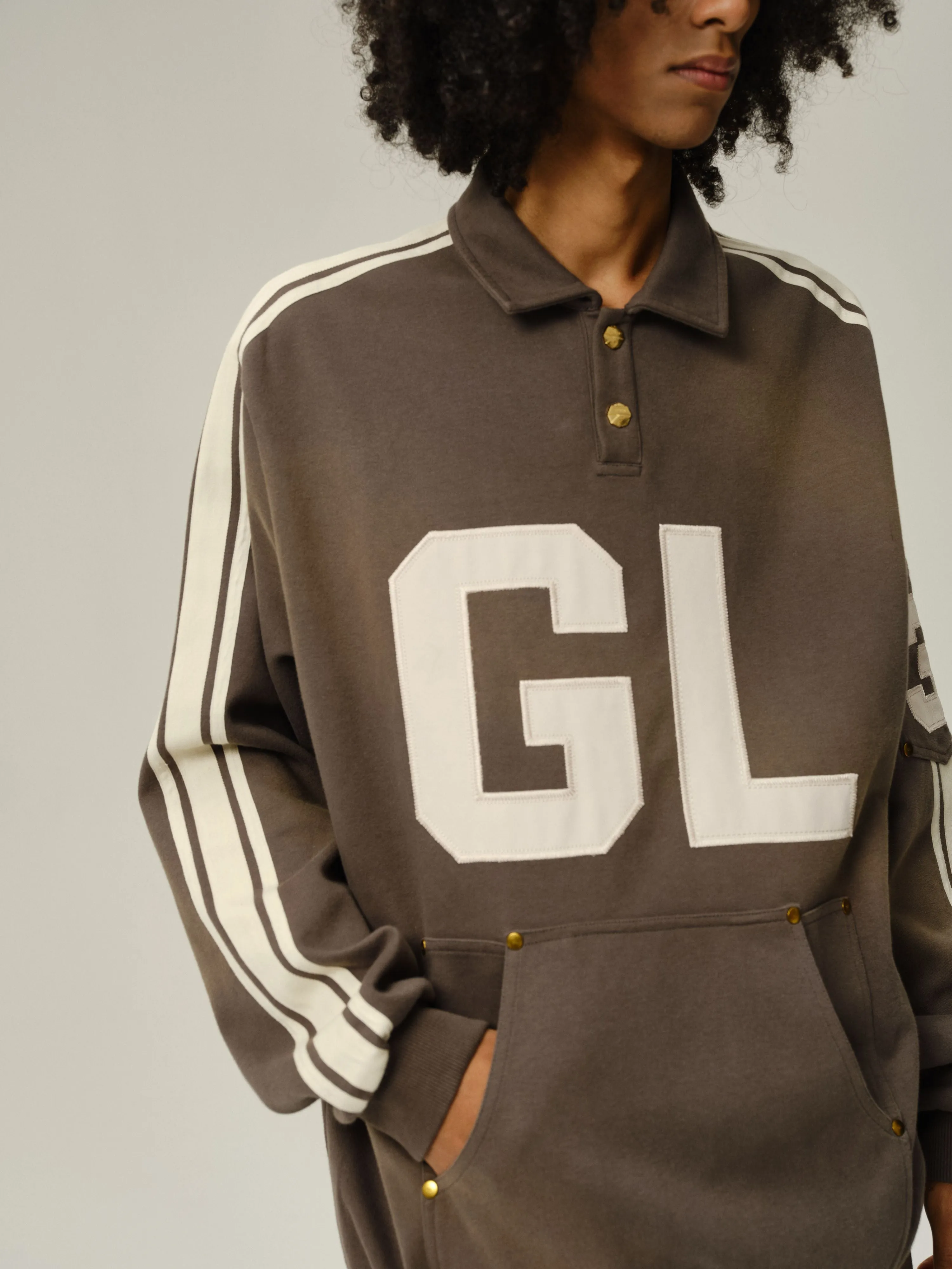 Gray Washed Polo Sweater