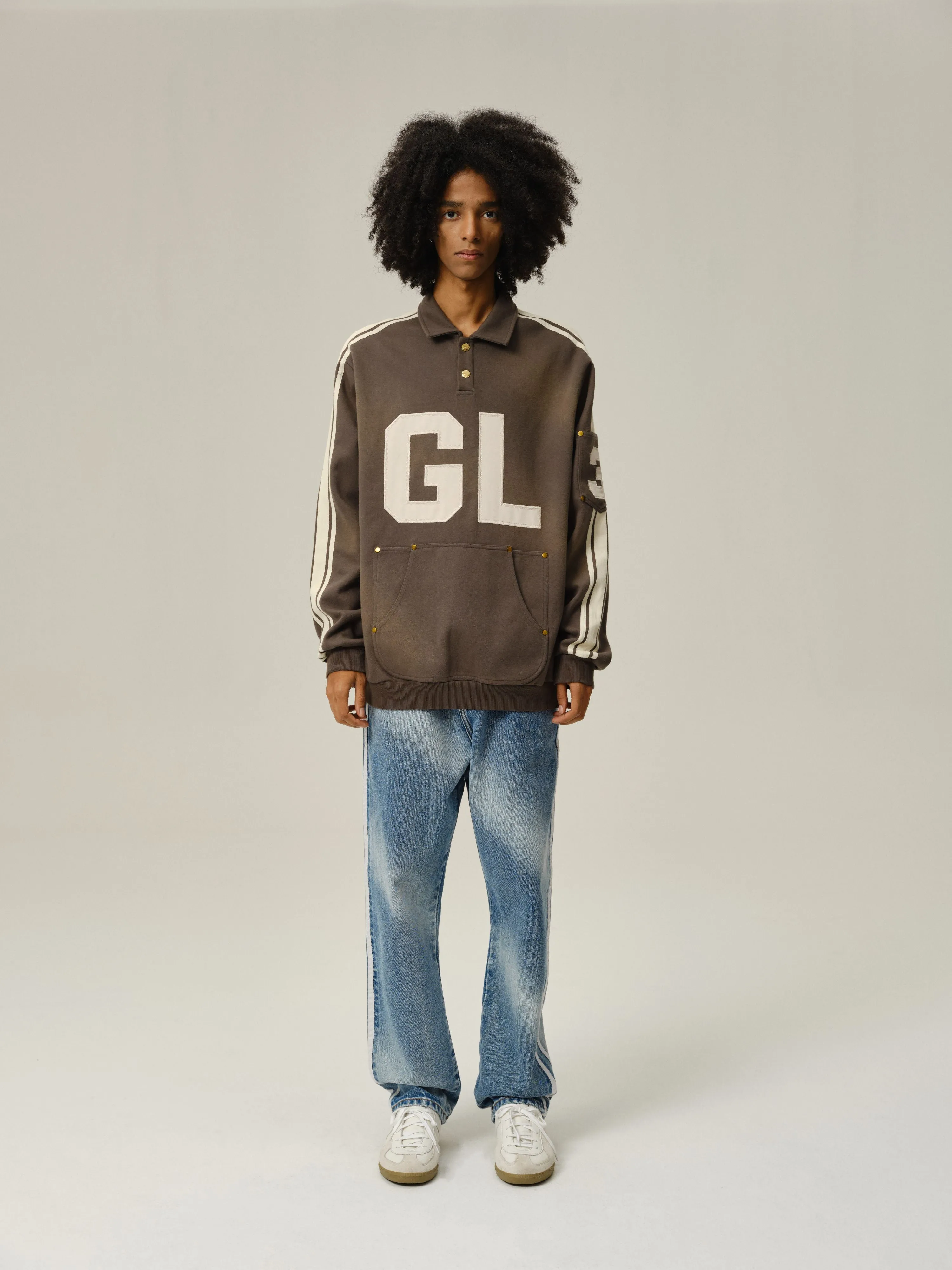Gray Washed Polo Sweater