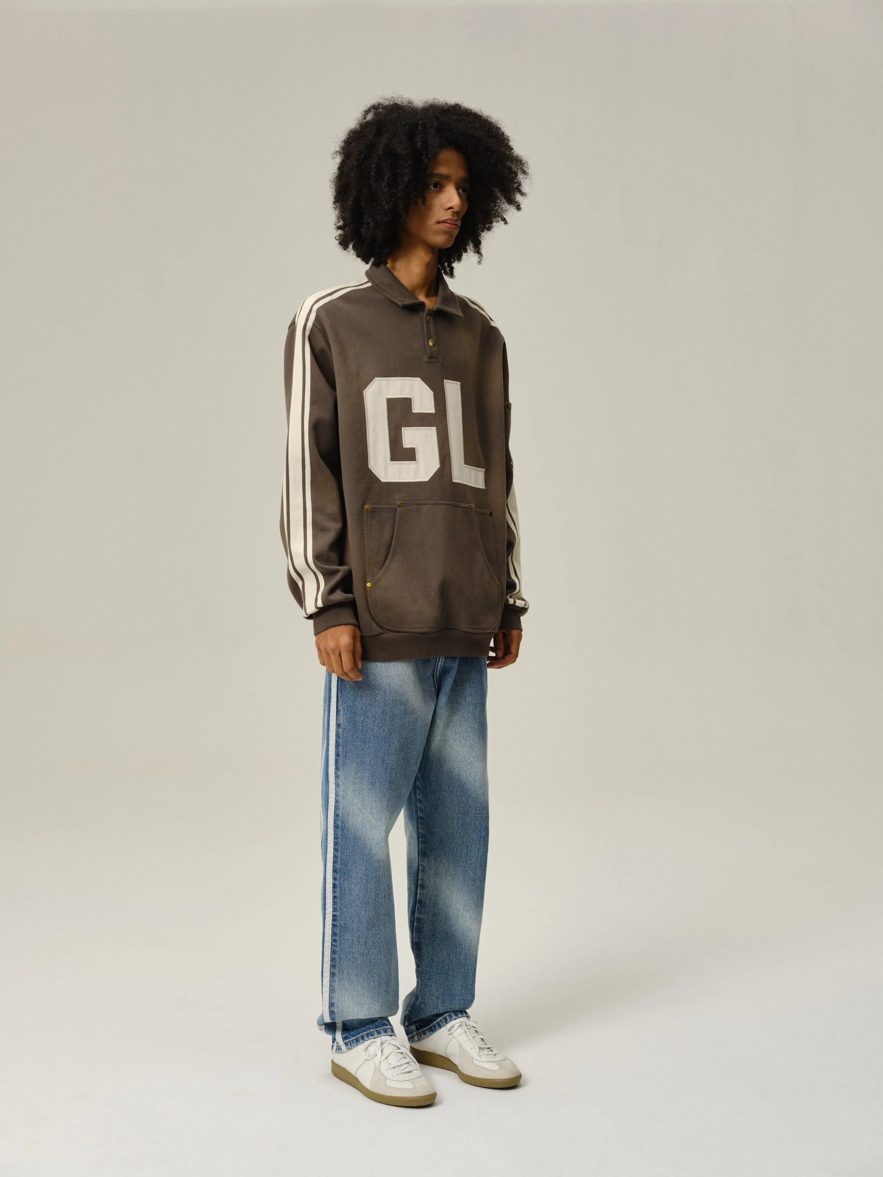 Gray Washed Polo Sweater
