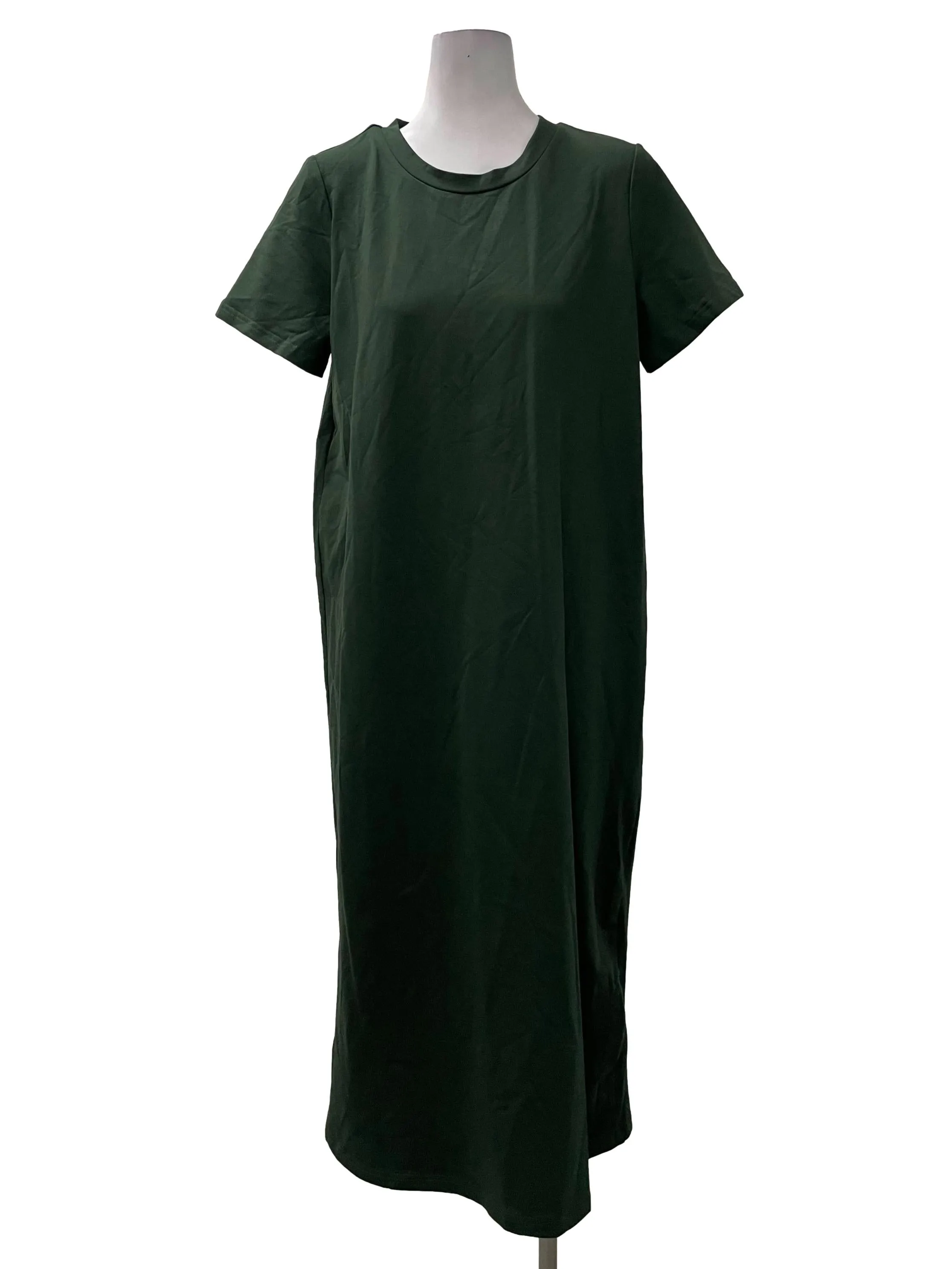 Green T-Shirt Round Neck Dress