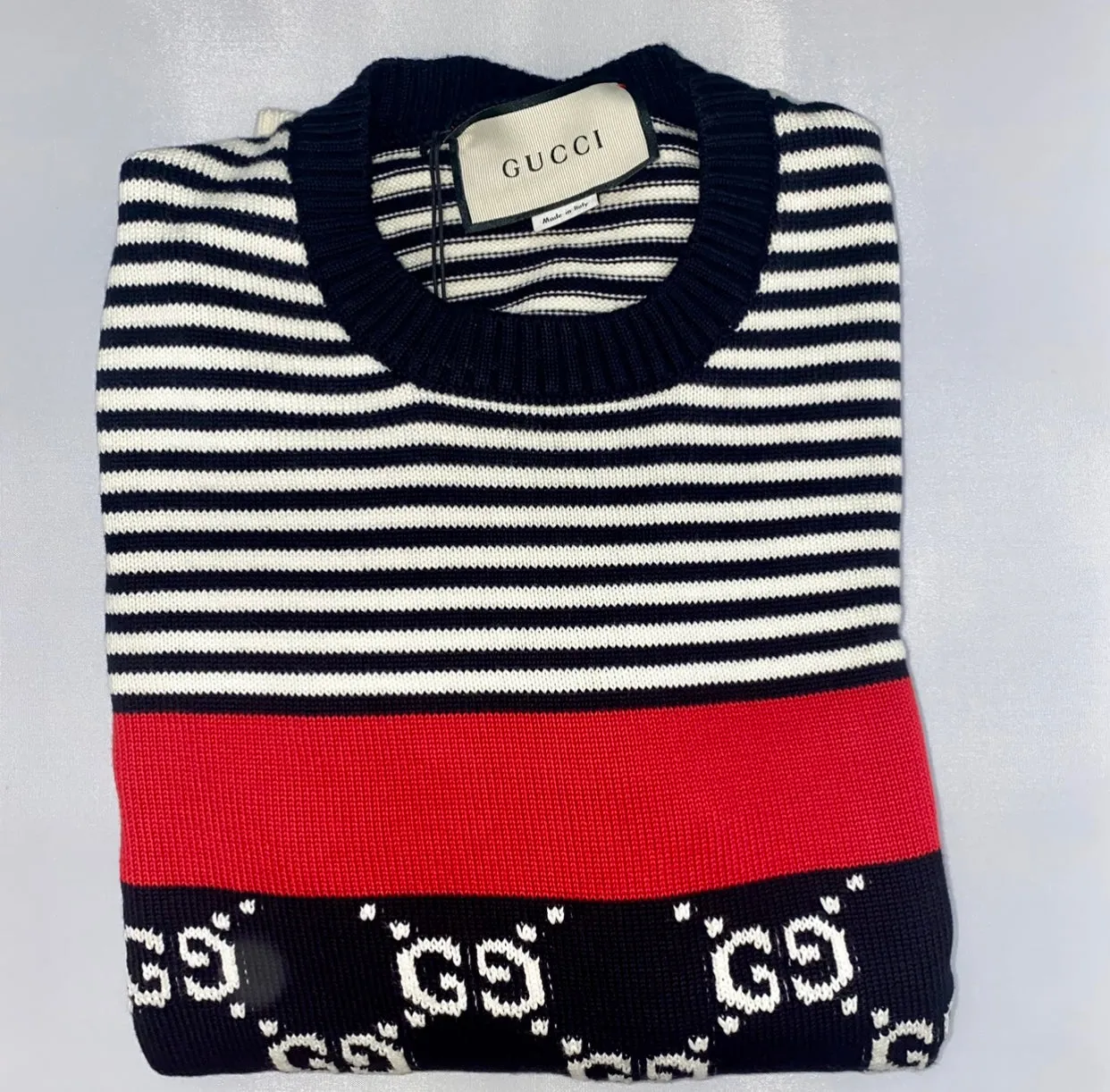 Gucci GG Supreme Striped Knit Sweater