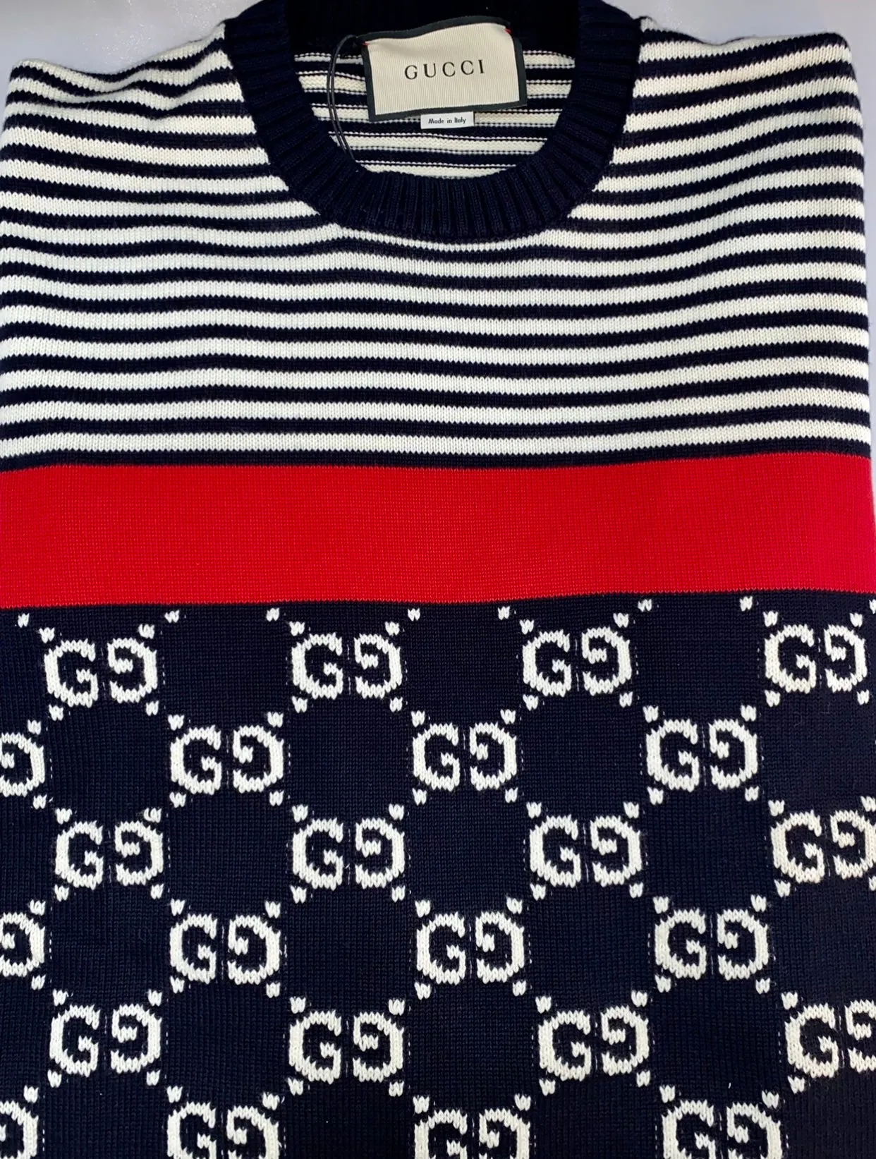 Gucci GG Supreme Striped Knit Sweater