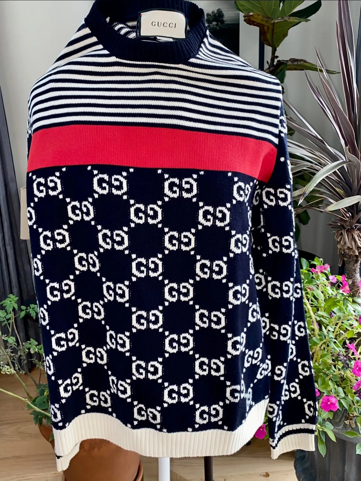 Gucci GG Supreme Striped Knit Sweater