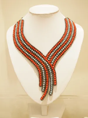 Handbeaded Necklace Red Stream