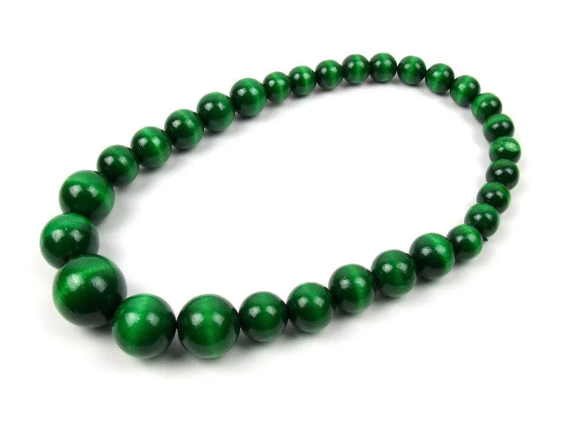 Handmade Wooden Bead Necklace and Bracelet Set (Korale Goralskie)- Dark Green