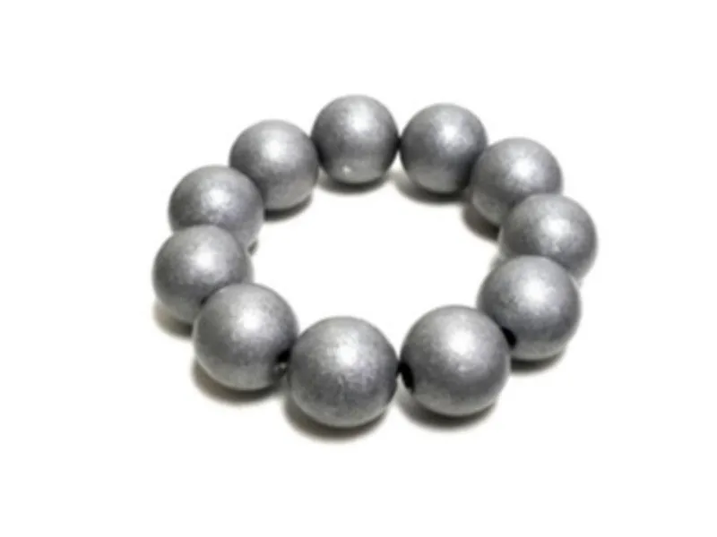Handmade Wooden Bead Necklace and Bracelet Set (Korale Goralskie)- Metallic Silver