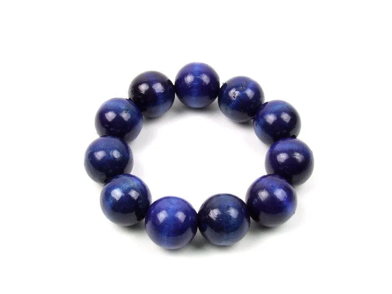 Handmade Wooden Bead Necklace and Bracelet Set (Korale Goralskie)- Navy Blue
