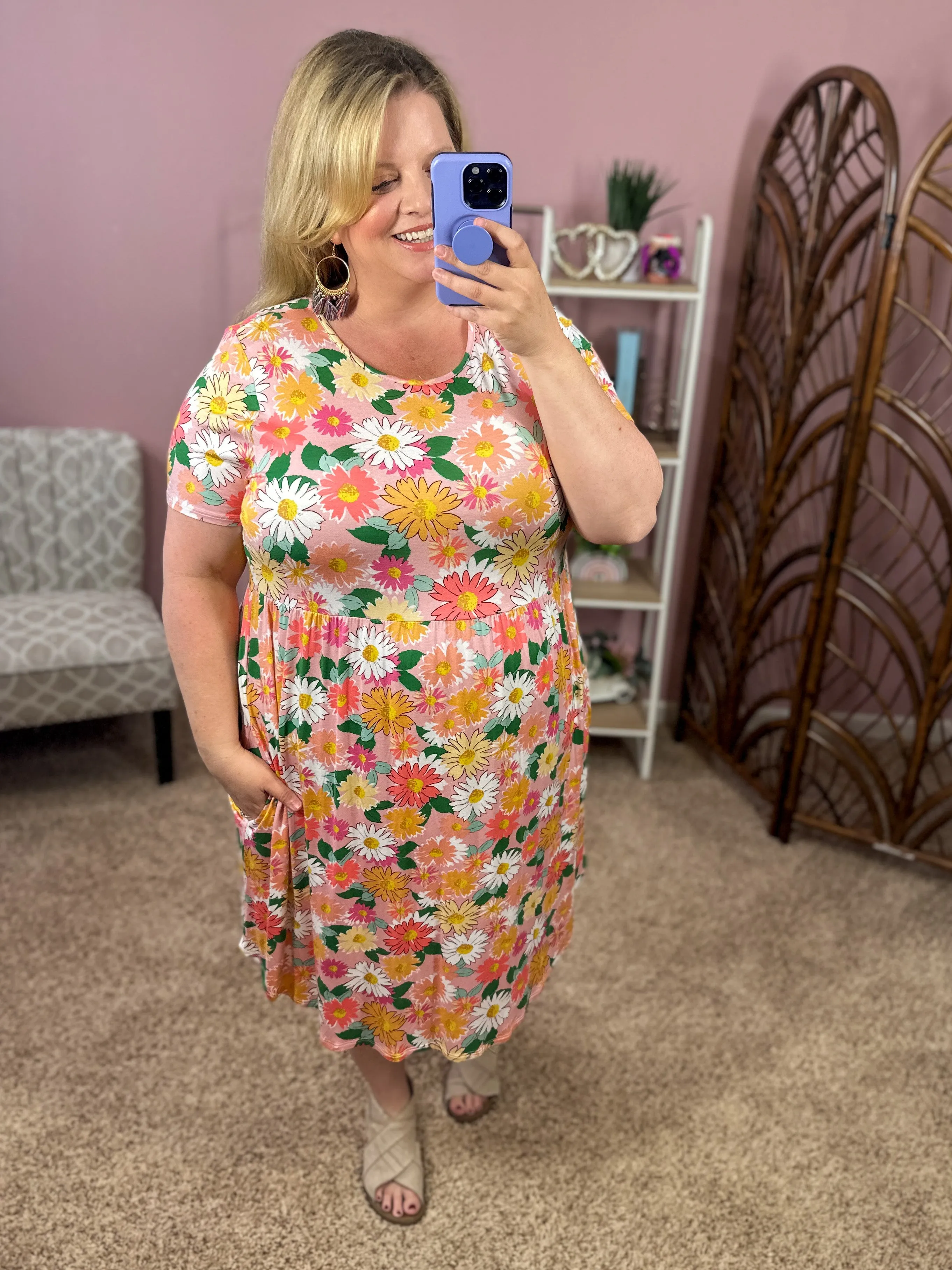Happy as a Daisy Babydoll Dress - Pink Mix