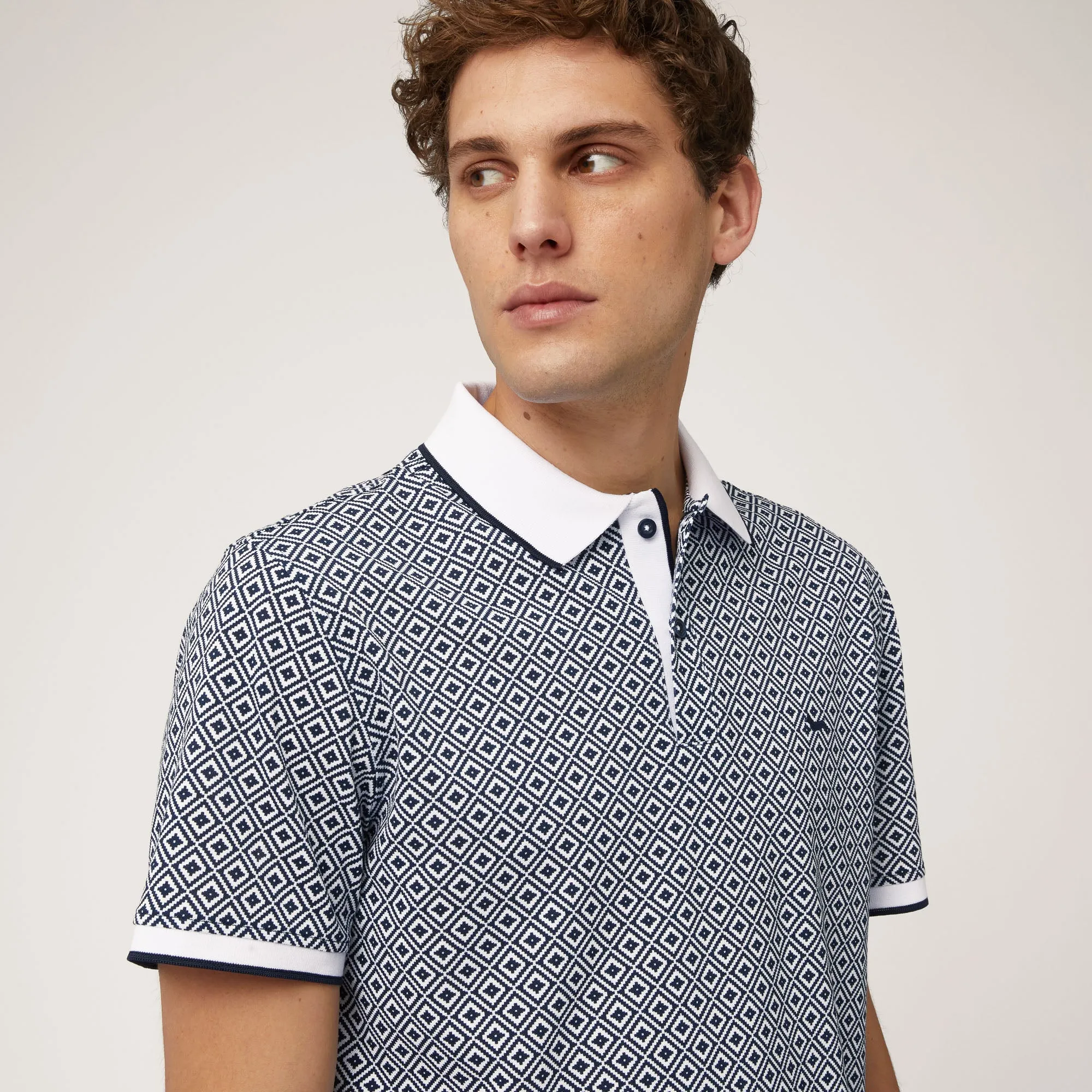 Harmont & Blaine Geometric Print Polo - Blue