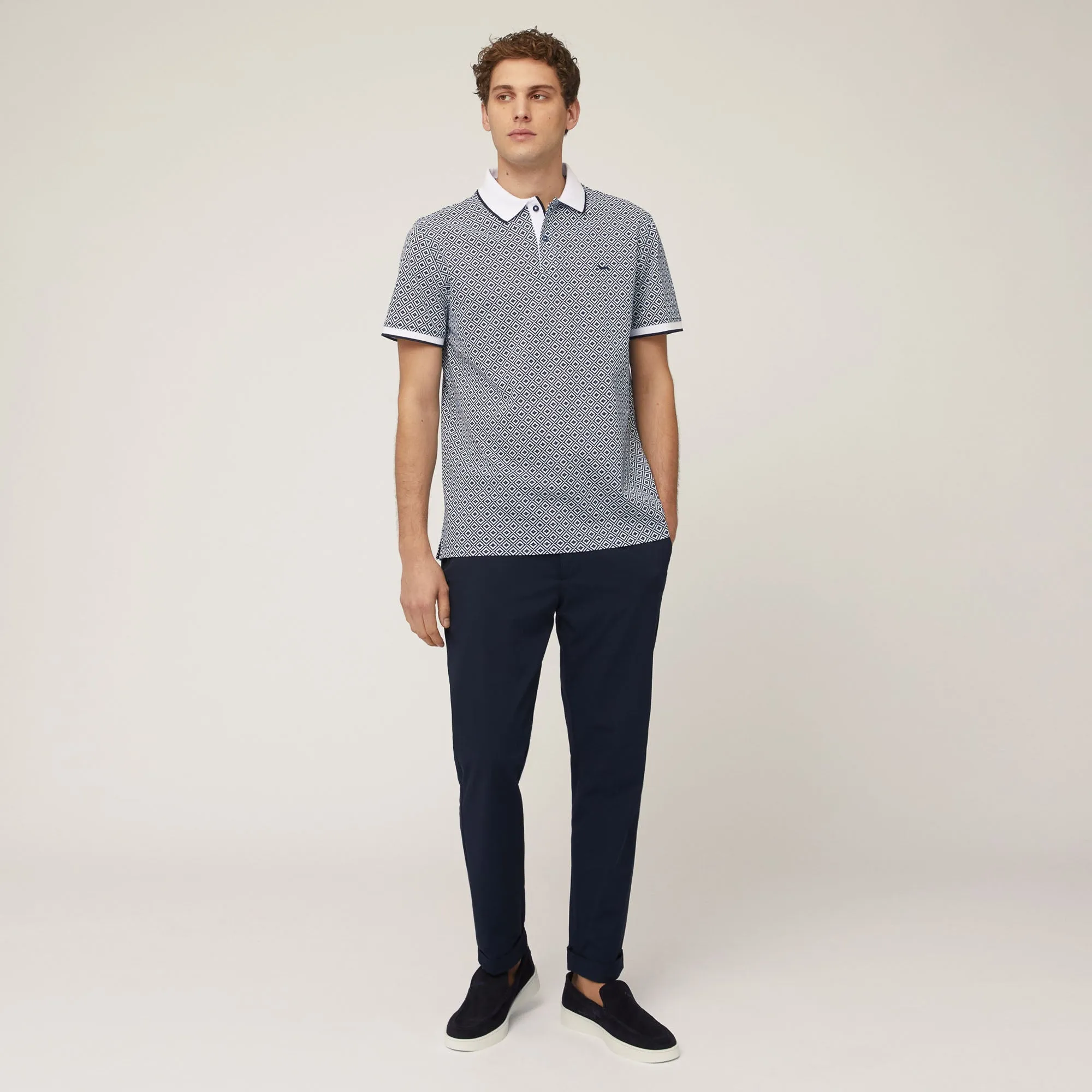 Harmont & Blaine Geometric Print Polo - Blue