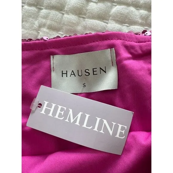 Hemline Hausen Pink Sequin Mini Skirt Flared Womens S NWT Festival Boho Outfit
