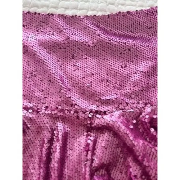 Hemline Hausen Pink Sequin Mini Skirt Flared Womens S NWT Festival Boho Outfit