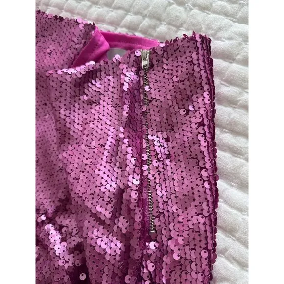 Hemline Hausen Pink Sequin Mini Skirt Flared Womens S NWT Festival Boho Outfit