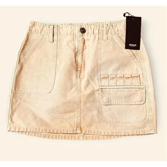 Hudson Jeans Women’s Faded Bronze Cargo Pocket Mini Skirt size 26 NWT