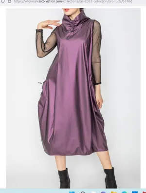 IC Collection 5576D 1PC Sleeveless Balloon Dress With Side Design Pockets